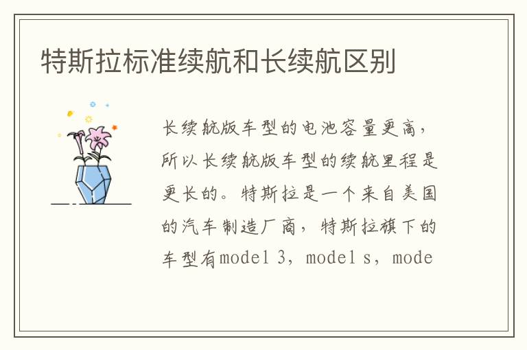 特斯拉标准续航和长续航区别