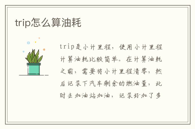 trip怎么算油耗