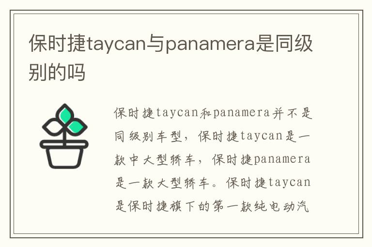 保时捷taycan与panamera是同级别的吗