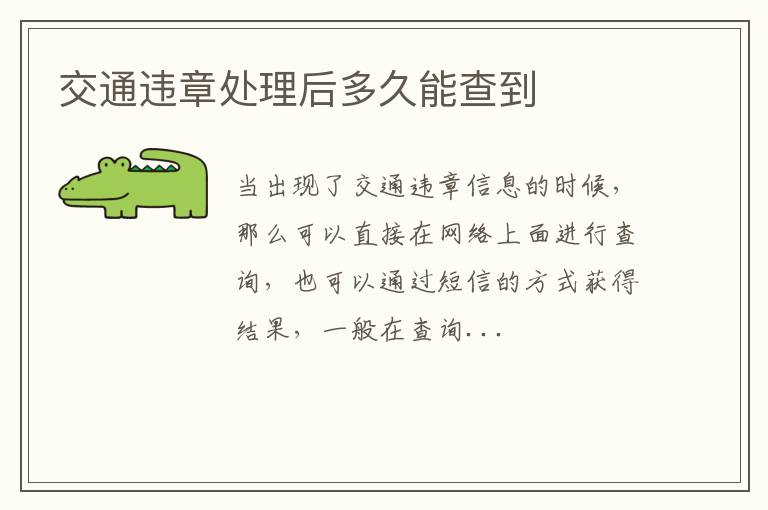 交通违章处理后多久能查到