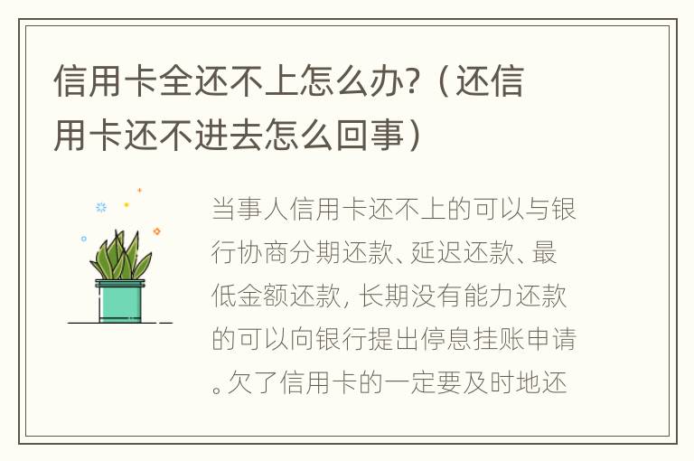信用卡全还不上怎么办？（还信用卡还不进去怎么回事）