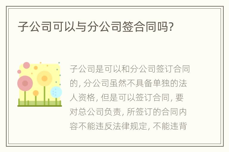 子公司可以与分公司签合同吗？