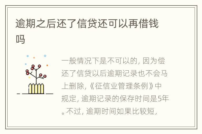 逾期之后还了信贷还可以再借钱吗