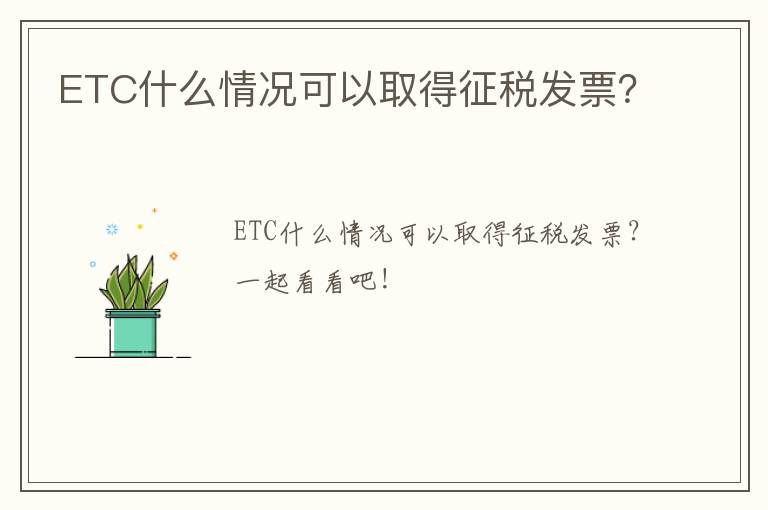 ETC什么情况可以取得征税发票？