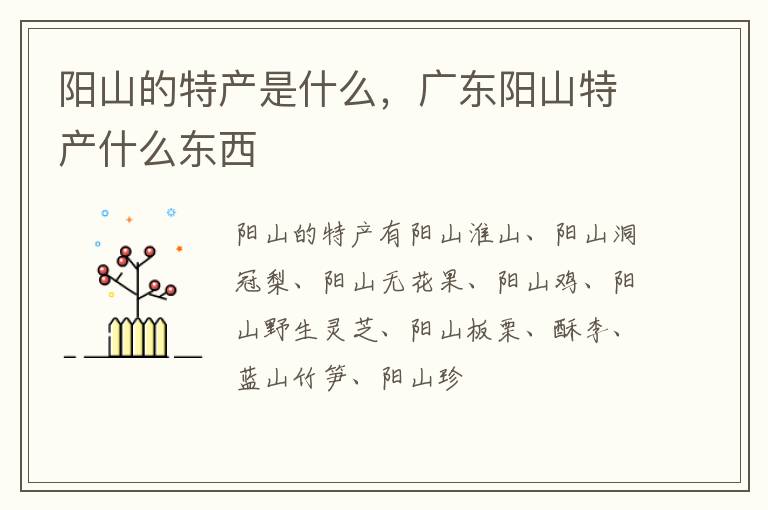 阳山的特产是什么，广东阳山特产什么东西
