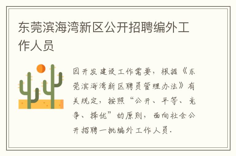 东莞滨海湾新区公开招聘编外工作人员