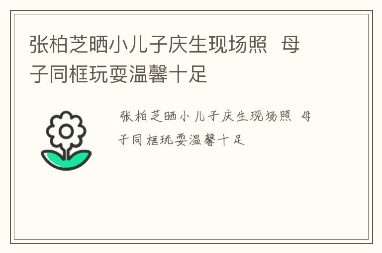 张柏芝晒小儿子庆生现场照  母子同框玩耍温馨十足