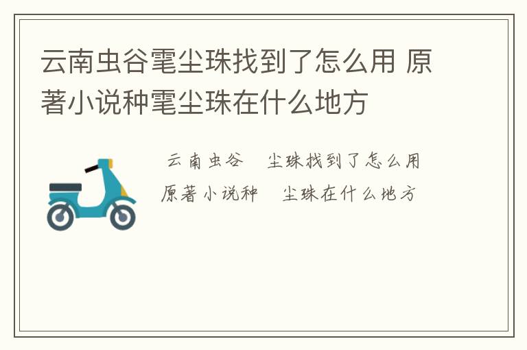 云南虫谷雮尘珠找到了怎么用 原著小说种雮尘珠在什么地方