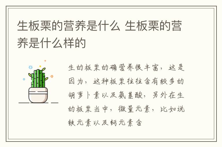 生板栗的营养是什么 生板栗的营养是什么样的